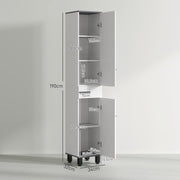 White 190cm Slim Bathroom Storage Floor Cabinet with Shelves by HOMCOM