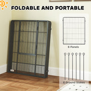 6 Panel Portable Dog Playpen with Door 100cm High for Large Dogs Black by PawHut