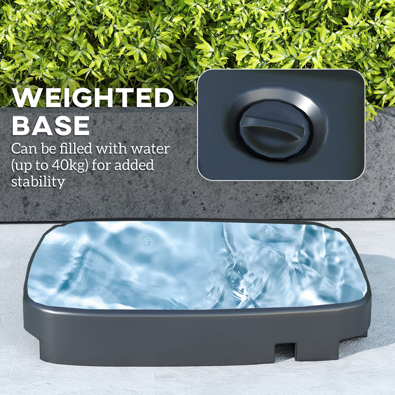 Dark Grey 3m Quare Cantilever Parasol with Weighted Base Hanging Garden Umbrella by Outsunny