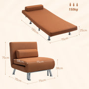 Single Linen Feel Sleeper Chair Comfortable Foldable Design by HOMCOM