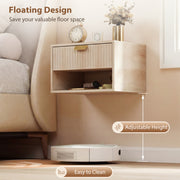 Floating Bedside Tables Set of 2 with Hidden Drawer and Shelf for Space Saving Oak AOSOM