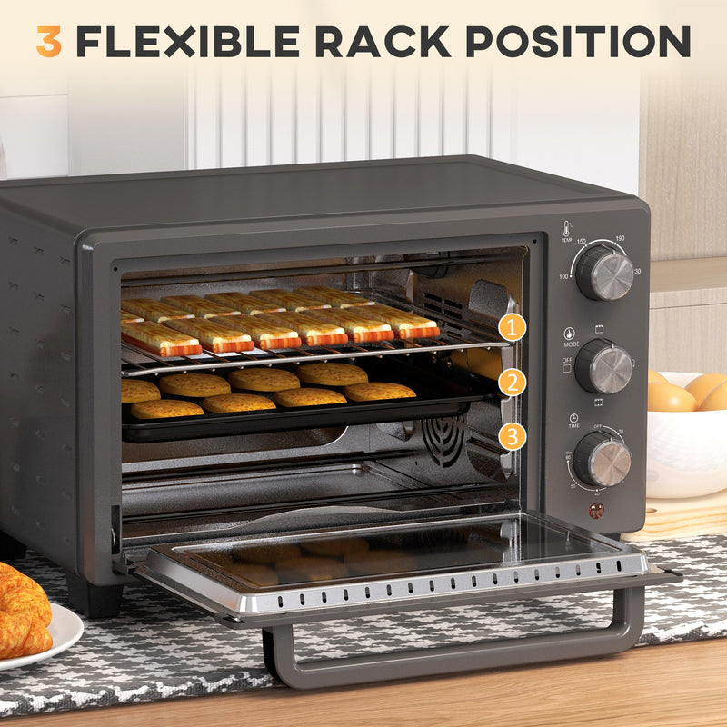 21L Mini Countertop Oven with Adjustable Temperature for Fast Cooking Grey