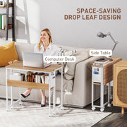 Natural Wood Drop Leaf Desk 80 cm Compact Writing Table for Small Home Office Spaces