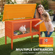 Outdoor Guinea Pig and Rabbit Hutch With Water-Resistant Roof and Easy Clean Tray Orange Green Pawhut