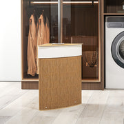 Brown 55L Bamboo Corner Laundry Basket with Lid and Washable Liner Bag