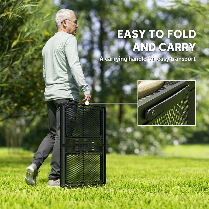 Foldable Outdoor Table with Adjustable Height and Side Wings for Extra Space Black