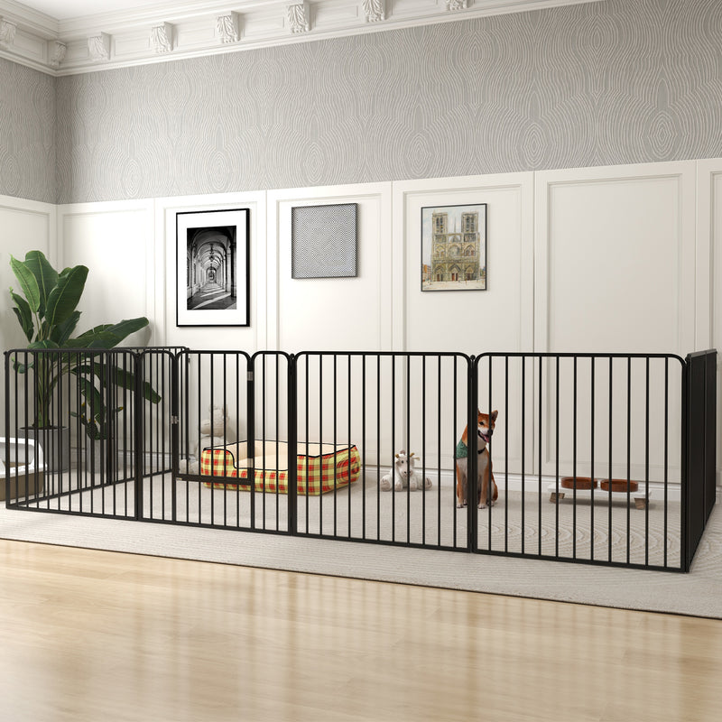 Heavy Duty 8 Panel Dog Playpen for Indoor and Outdoor Use Suitable for Medium Dogs Black