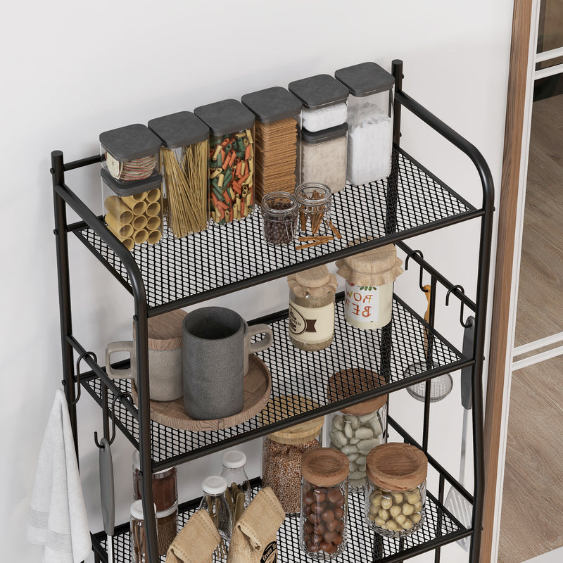Five Tier Steel Kitchen Storage Shelf Unit With Sturdy Frame For Home Organisation Black