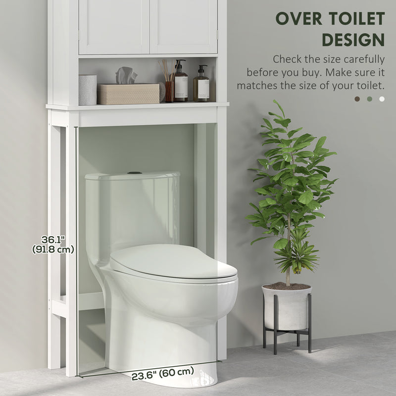 White Over Toilet Storage Cabinet Bathroom Organiser With Shelves by HOMCOM