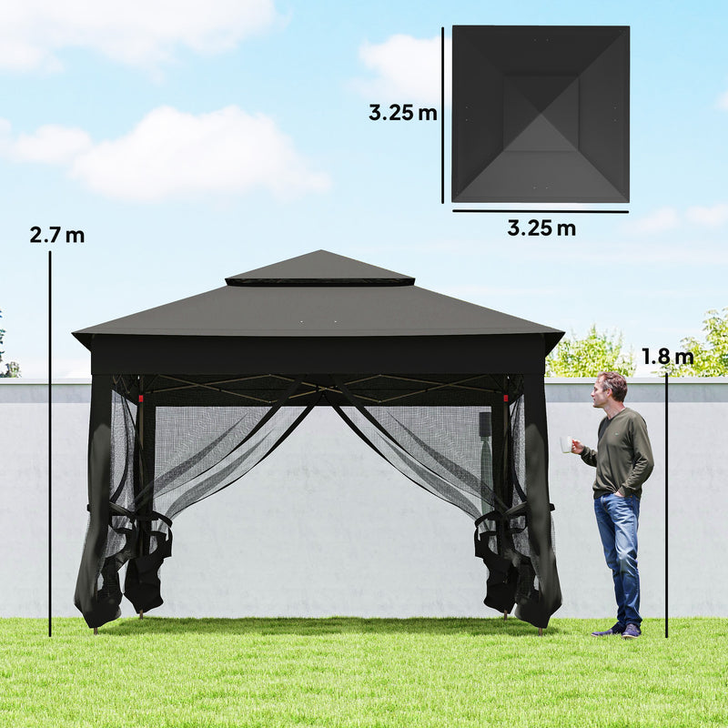 Pop Up Garden Gazebo with Netted Curtains for Shade and Insect Protection Black Outsunny