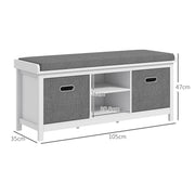 Cushioned Shoe Storage Bench with Hidden Compartment Ideal for Hallways White Grey