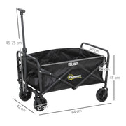 Black 62L Heavy Duty Folding Festival Trolley With Wheels and Adjustable Handle by Outsunny