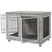 Large Indoor Dog Kennel with Soft Cushion and Double Doors for Comfort and Space Grey