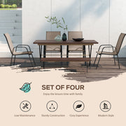 Set of 4 Stackable Grey Mesh Garden Chairs Lightweight and Space Saving Design