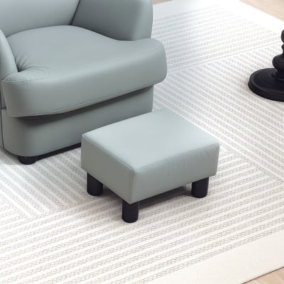 Grey PU Leather Footstool with Four Sturdy Plastic Legs by HOMCOM Homcom