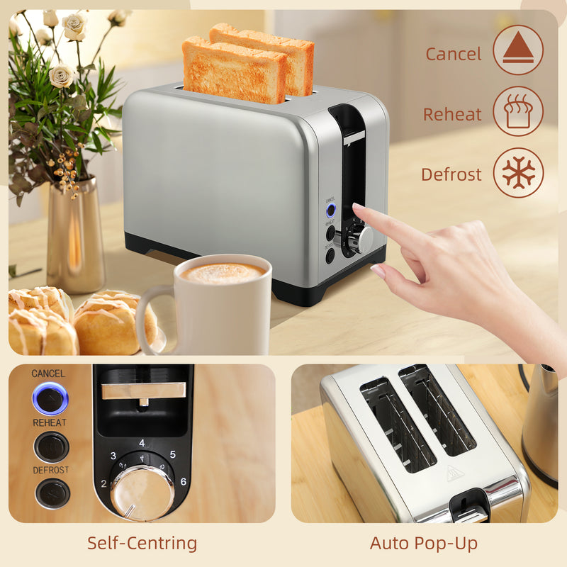 Polished Toaster and Kettle Set with Fast Boil Ideal for Modern Kitchens Silver Tone