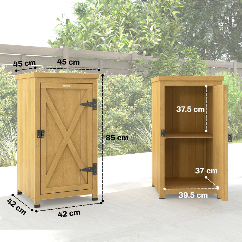 Compact Outdoor Storage Cupboard for Small Patios or Balconies with Shelves, Light Brown, 45x45x85cm