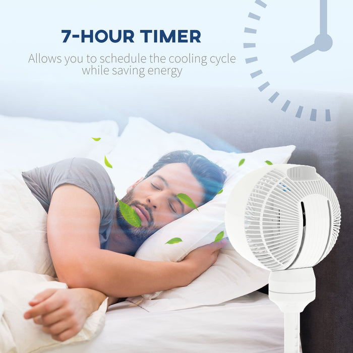 White 9 Inch Air Circulator Fan With 3 Speeds Remote Control and Adjustable Height by HOMCOM