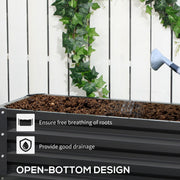 Dark Grey 2 Tier Raised Garden Bed With Open Bottom For Growing Vegetables And Herbs
