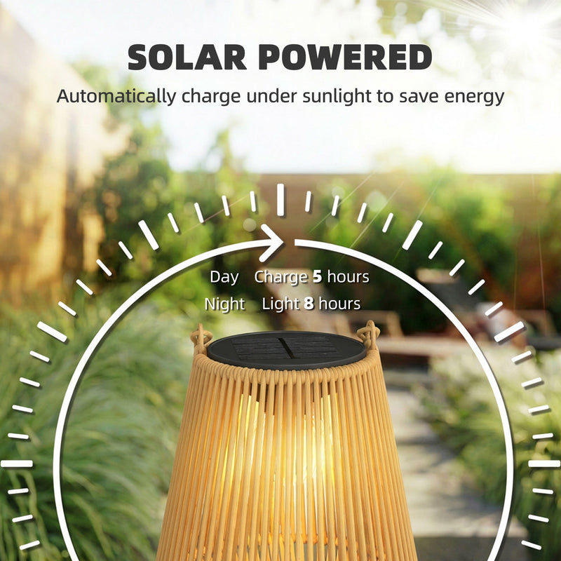 Outdoor Rattan Solar Lanterns Set of 2 for Easy Warm Garden Lighting Brown Outsunny