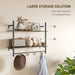 Grey Wall Mounted Floating Shelf With 4 Hooks for Living Room or Entryway by HOMCOM