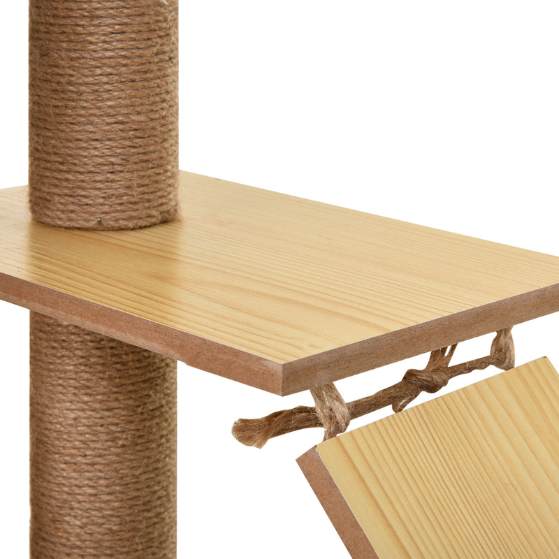 Cat Tree with Hammock and Scratching Posts for Indoor Cats to Play and Rest Yellow AOSOM