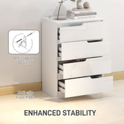 White Chest of 4 Drawers with High Gloss Front for Bedroom or Living Room by HOMCOM