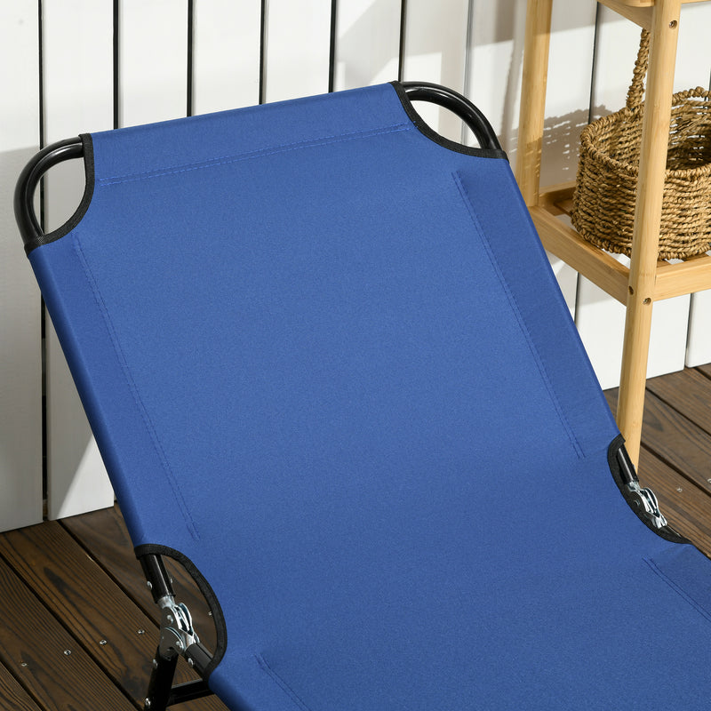 Set of 2 Blue Folding Sun Loungers with Metal Frame for Garden or Beach Relaxation