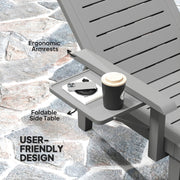 Set of 2 Dark Grey Reclining Sun Loungers with Adjustable Backrest and Side Table by Outsunny