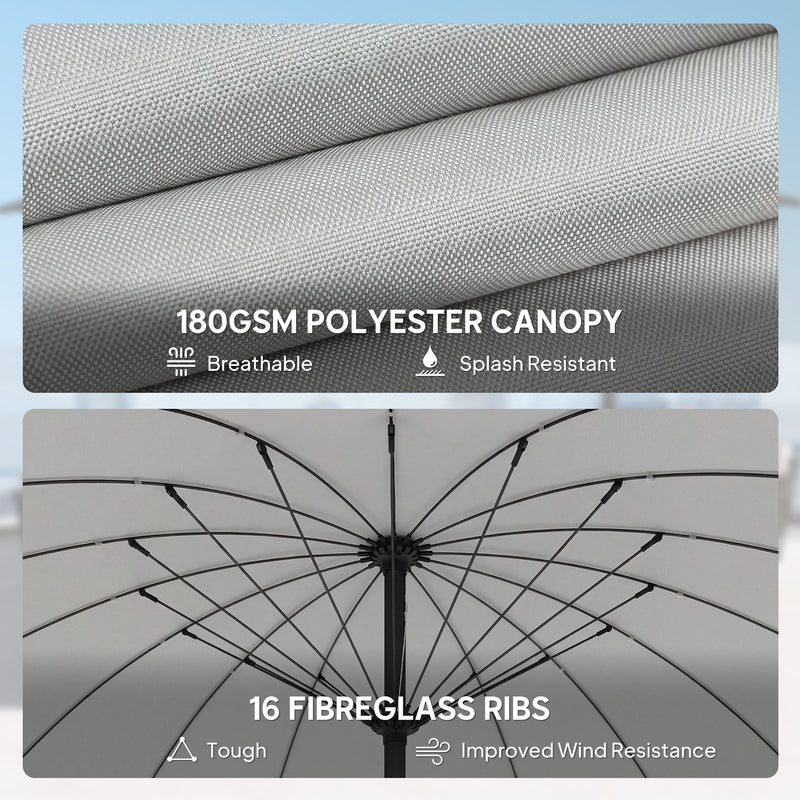 Garden Parasol Umbrella with Adjustable Tilt for Sun Protection and Cooling Shade Light Grey Outsunny