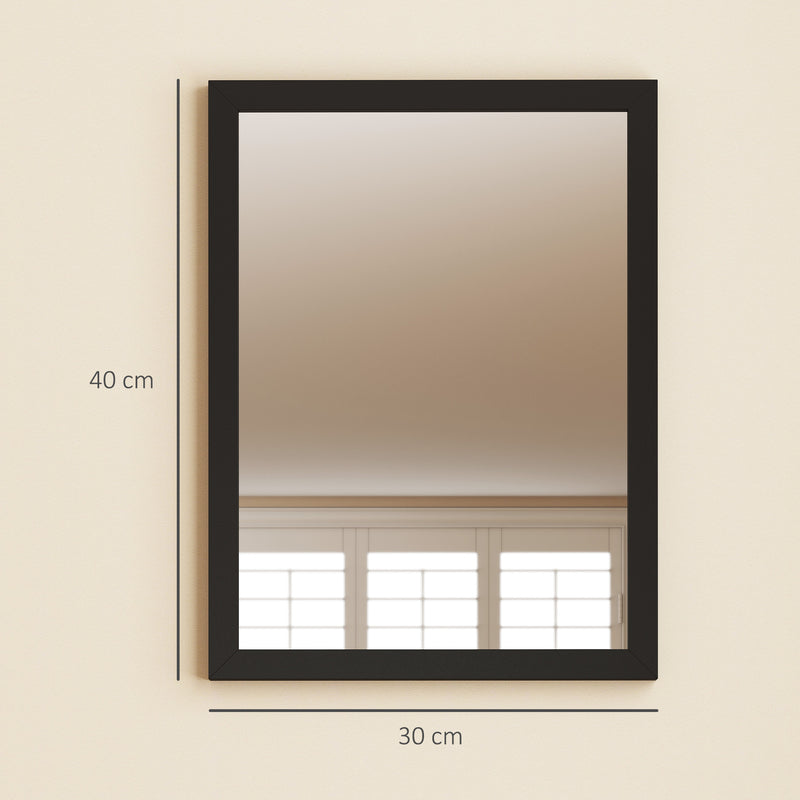 HOMCOM Wall Bathroom Mirror, 30 x 40 cm Wall-Mounted Mirror for Living Room, Bedroom, Hallway, Set of 2, Black AOSOM