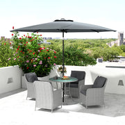 Light Grey 4 Seater Rattan Patio Dining Set with Parasol and Cushions by Outsunny