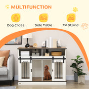 Indoor Dog Crate Furniture with Adjustable Divider for Small to Large Dogs White