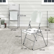 Set of Four Foldable Outdoor Chairs in White Lightweight and Compact by Outsunny