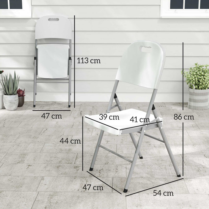 Set of Four Foldable Outdoor Chairs in White Lightweight and Compact by Outsunny