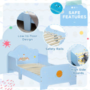 3 Piece Kids Bedroom Furniture Set With Bed Toy Box And Storage Baskets Blue AOSOM