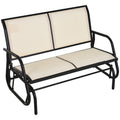 Cream 2 Seater Garden Glider Bench With Steel Frame For Patio Porch Or Outdoor Use