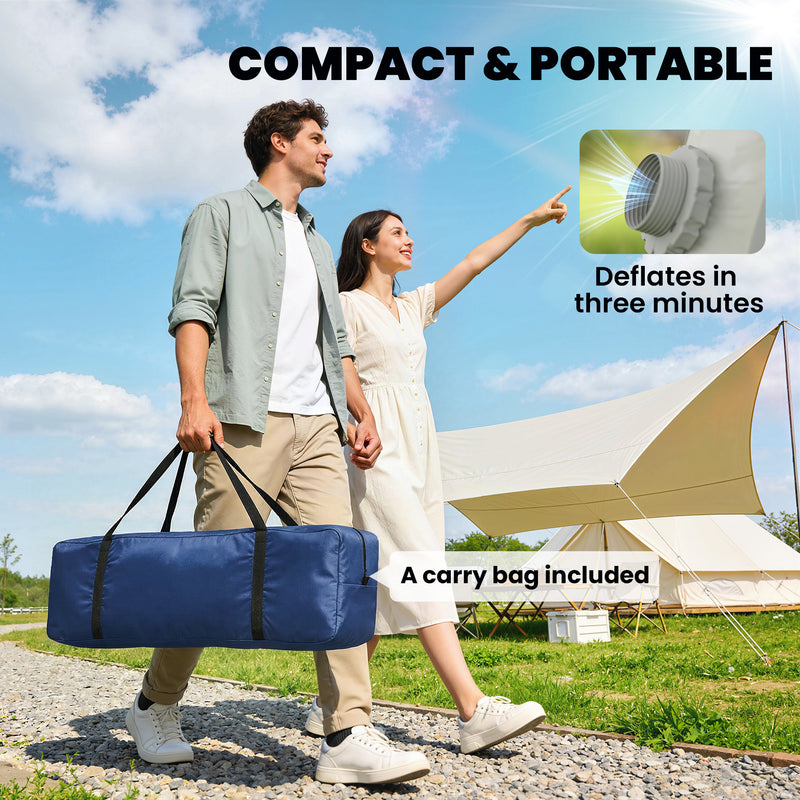 Inflatable 2 Person Camping Tent Quick Setup with Pump and Carry Bag Dark Blue