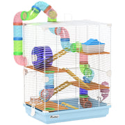 5 Tier Hamster Cage With Fun Tunnel Play Area For Small Pets, Light Blue AOSOM