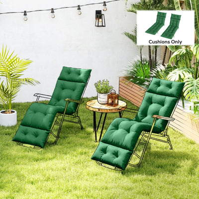 Outdoor Lounger Cushions Set of 2 for Extra Comfort and Support Green Outsunny