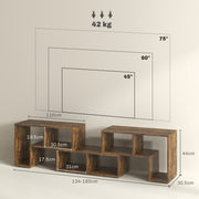 Rustic Brown TV Stand for TVs up to 75 Inches with Storage Shelves Extendable Design by HOMCOM