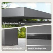 Extendable Garden Dining Table for 4 to 8 People Weatherproof Aluminium Dark Grey Outsunny