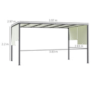 3 x 4m Cream White Garden Pergola With UV Resistant Canopy