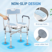 Height Adjustable Aluminium Shower Chair With Padded Seat For Elderly Support, Light Blue