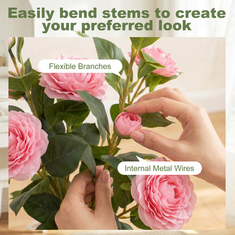 Artificial Camellia Plant 65 cm for Easy Indoor Decoration No Maintenance Pink Homcom