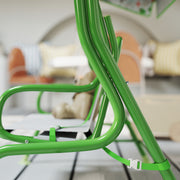 Kids 2 Seater Garden Swing Chair with Adjustable Canopy and Safety Belt in Green by AIYAPLAY