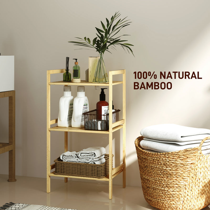 Three Tier Bamboo Storage Shelf Adjustable Freestanding Organiser Unit by HOMCOM