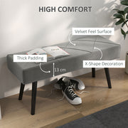 Upholstered End of Bed Bench with Steel Frame Ideal for Bedroom or Hallway, Grey