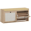 Shoe Storage Bench with Hidden Cabinets and Padded Seat for Hallway Organisation Oak Beige Homcom