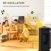 2000W Ceramic Electric Heater with Oscillating Fan for Home or Office Use Black